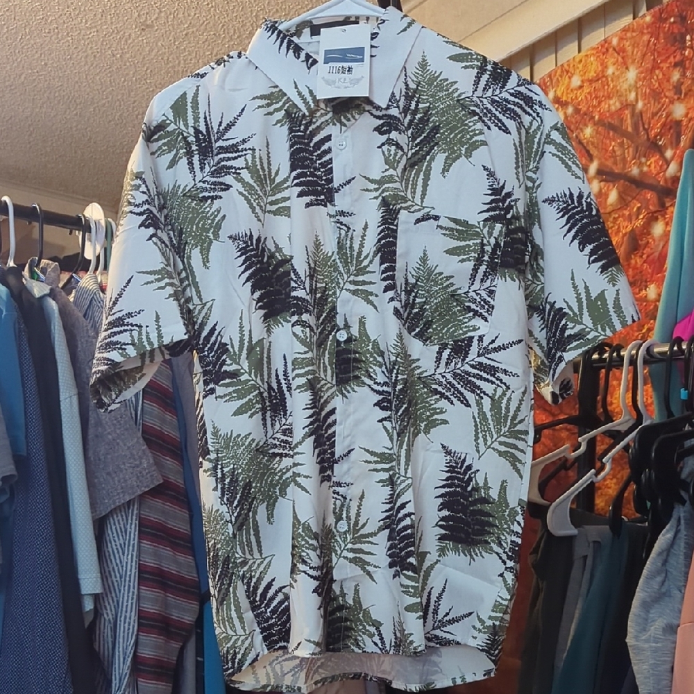 Men's Leaf Pattern Casual Shirt